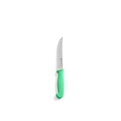 HENDI 842317 | Univerzální nůž s vroubkovanou čepelí, HENDI, dlouhý model, Zelená, (L)230mm
