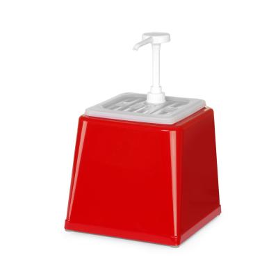 HENDI 203521 | Zásobník na omáčky s pumpičkou, HENDI, 2, 5L, Červená