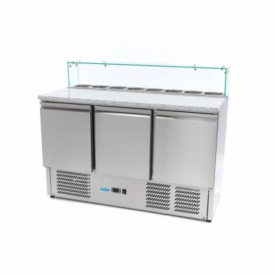 MAXIMA 09400208 | Chladnička na pizzu 3 dveře - 137 cm - 400 l - včetně skleněného krytu