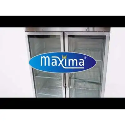 Maxima Lednice - 1200 l - 6 nastavitelné police (2/1 GN) - nerezová ocel - se skleněnými dveřmi |  09400011