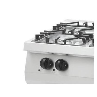 MAXIMA 09396119 | Heavy Duty sporák – 4 hořáky – dvojitá jednotka – hloubka 70 cm – 30 kW – plyn