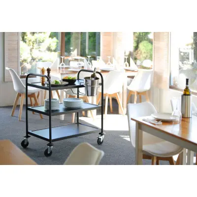 Servírovací vozík matný černý, HENDI, 905x585x(H)945mm | 811320