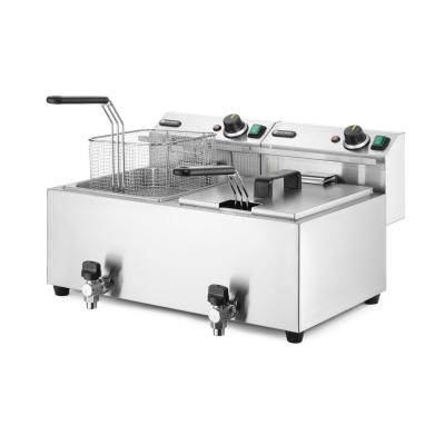 HENDI 209301 | Ruční fritéza s vypouštěcím kohoutem, 2 × 8 l, HENDI, Profi Line, 16L