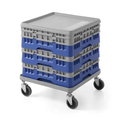 Vozík pro univerzální nosiče 500×500 mm, AmerBox, šedý, Světle šedá, 500x500x(H)180mm | 877807