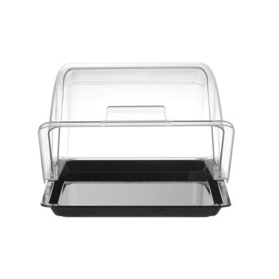 HENDI 427569 | Obdélníkový tác s roll-top víkem, HENDI, GN 1/2, Černá, Obdélníkové