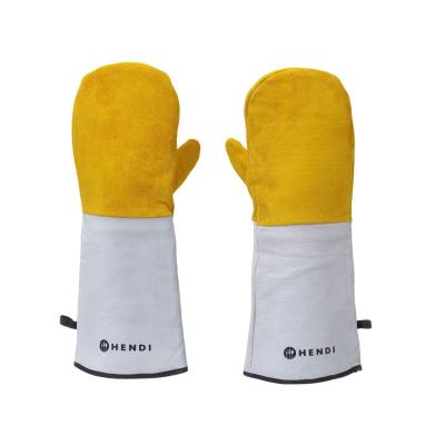 HENDI 556658 | Žáruvzdorné kožené grilovací rukavice - 2 ks, HENDI, 2 ks, (L)460mm