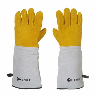 HENDI 556689 | Žáruvzdorné kožené rukavice na grilování - 2 ks, HENDI, 2 ks, (L)460mm