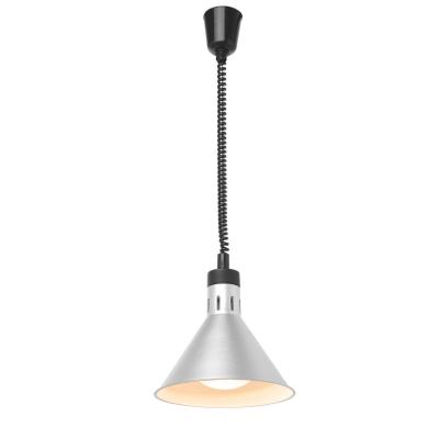 HENDI 273869 | Závěsná výhřevná lampa s nastavitelnou výškou, kuželová, HENDI, Stříbrná, ⌀275x(H)250mm