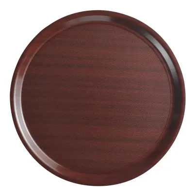 Kulatý protiskluzový servírovací tác Mykonos v mahagonovém provedení, Cambro, kulatý, Mahagon, 380mm | MY3800E73