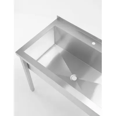 Stůl s jednokomorovým dřezem, bez zpětného krytu - přišroubovaný, hloubka 600 mm, HENDI, Budget Line, 1000x600x(H)850mm | 811023