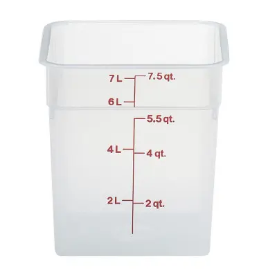 Transparentní polypropylenová nádoba na potraviny CamSquare, Cambro, 7,6 l, 7,6L, Průhledná, 215x215x(H)230mm | 8SFSPP190