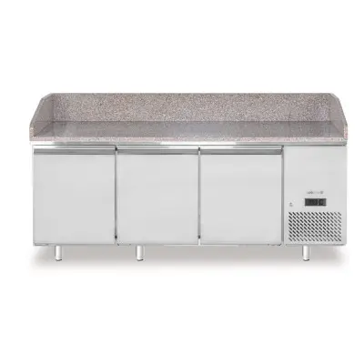 Chladicí stůl na pizzu s žulovou pracovní deskou, 3-dveřový, Arktic, 375L, žula, 230V/400W, 2010x800x(H)875mm | 220252