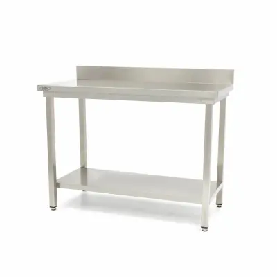 Maxima Nerezový stůl se zadní deskou - 180 x 60 cm - nastavitelná výška |  09300992