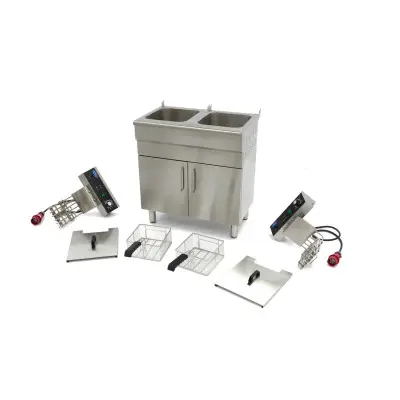 Maxima Fritéza - 2 x 16 l - 2 koše - s vypouštěcím kohoutem a stojanem - 400 V |  09365156