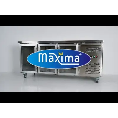 Maxima Pultový CHLADÍCÍ STŮL - 180 cm - 3 skleněné dveře |  09400406