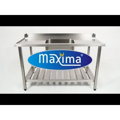 Maxima Stůl na mytí nádobí s dřezem a zadní deskou - 160 x 75 cm - levý |  09201035