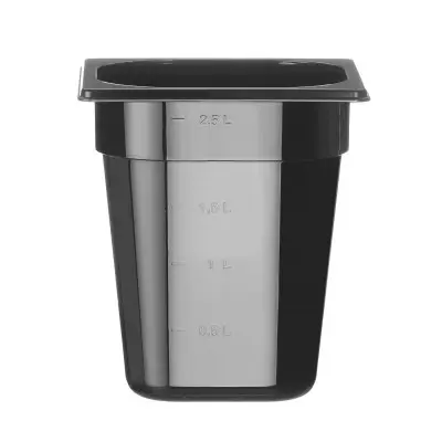 Kontejner GN 1/6 černý polykarbonát, HENDI, Profi Line, GN 1/6, 3,4L, Černá, 176x162x(H)200mm | 862704