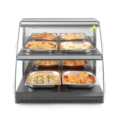 Vitrína ohřívací nastavitelná - křemíková, HENDI, 2 patra, 230V/560W, 650x485x(H)630mm | 233962