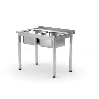 Stůl se 2 dřezy, šroubovaný, HENDI, Profi Line, 1000x600x(H)850mm | 811580