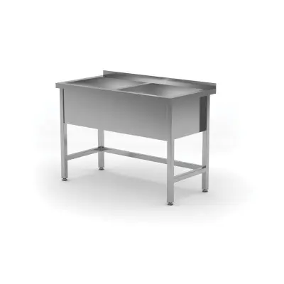 Stůl s dvojitým mycím žlabem, svařovaný, HENDI, Profi Line, 1200x600x(H)850mm | 813485
