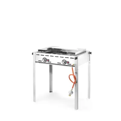 Plynový gril Green Fire 2 hořáky, HENDI, Profi Line, Smaltovaná litinová plotýnka a mřížka o velikosti GN 1/1, 11,6kW, 740x615x