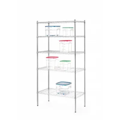 Úložný stojan s 5 policemi, HENDI, Chrom, 910x455x(H)1830mm | 812204