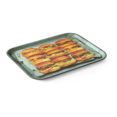 Servírovací podnos, protiskluzový, obdélný, s potiskem, HENDI, tasty burger, 330x430mm | 508008