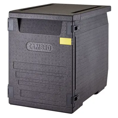 Termoizolační box Cam GoBox s předním plněním pro nádoby 600x400 mm, bez drážek, Cambro, 155 l, bez drážek, 155L, Černá,