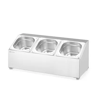 Držák kontejnerů Gastronorm, HENDI, 3 přihrádky, 512x245x(H)215mm | 820032