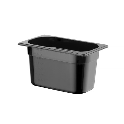 Kontejner GN 1/4 černý polykarbonát, HENDI, Profi Line, GN 1/4, 4L, Černá, 265x162x(H)150mm | 862612