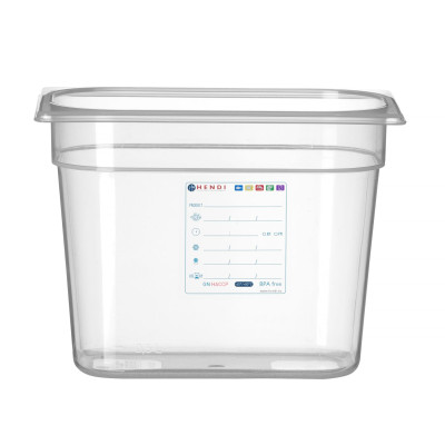 Kontejner GN 1/4 HACCP, HENDI, GN 1/4, 5,5L, Průhledná, 265x162x(H)200mm | 880357