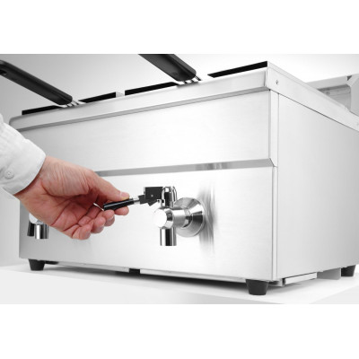 Indukční fritéza s výpustí - 2 x 8 l, HENDI, Profi Line, 16L, 230V/7000W, 577x609x(H)410mm | 215029