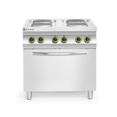 Elektrický vařič Kitchen Line - 4 plotýnky s konvektomatem GN 1/1 , HENDI, Kitchen Line, GN 1/1, 400V/13400W, 800x700x(H)900mm