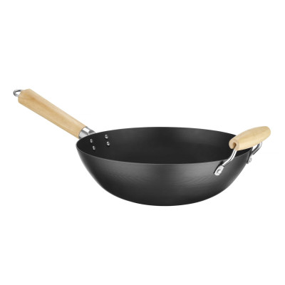 Wok s dřevěnou rukojetí, HENDI, 324x565mm | 627907