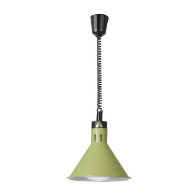 Závěsná výhřevná lampa s nastavitelnou výškou, kuželová, HENDI, Zelená, 230V/250W, 275x(H)250mm | 273920