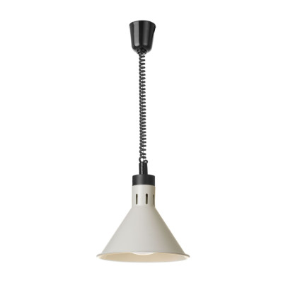 Závěsná výhřevná lampa s nastavitelnou výškou, kuželová, HENDI, Bílá, 230V/250W, 275x(H)250mm | 273937
