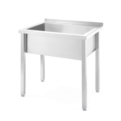 Stůl s žlábkem na jedno mytí, svařovaný, HENDI, Kitchen Line, 800x600x(H)850mm | 816707