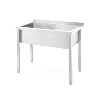 Stůl s žlábkem na jedno mytí, svařovaný, HENDI, Kitchen Line, 1000x600x(H)850mm | 816714