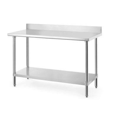 Pracovní stůl se zadním panelem, HENDI, Budget Line, 1400x600x(H)950mm | 817582