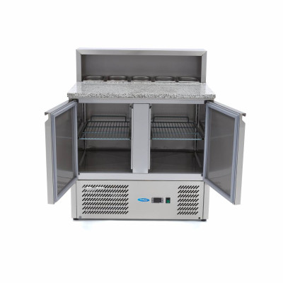 Maxima Lednice na pizzu se 2 dveřmi - 90 cm -285 l - včetně krytu z nerezové oceli |  09400200