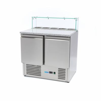 MAXIMA 09400207 | Chladnička na pizzu se 2 dveřmi - 90 cm - 285 l - včetně skleněného krytu