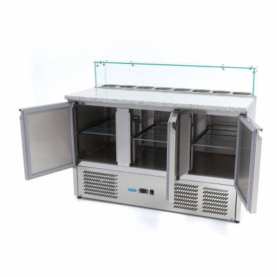 Lednice na pizzu 3 dveře - 137 cm - 400 l - včetně skleněného krytu | MAXIMA 09400208