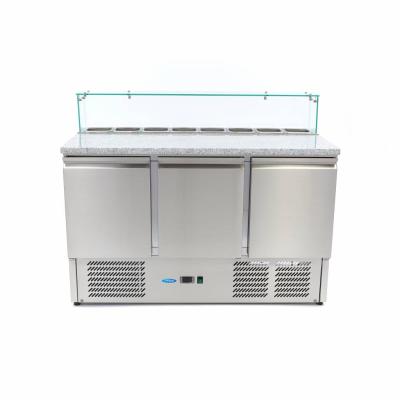 MAXIMA 09400208 | Chladnička na pizzu 3 dveře - 137 cm - 400 l - včetně skleněného krytu
