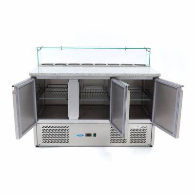 MAXIMA 09400208 | Chladnička na pizzu 3 dveře - 137 cm - 400 l - včetně skleněného krytu