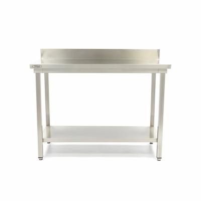 Nerezový stůl se zadní deskou - 200 x 60 cm - nastavitelná výška | MAXIMA 09300995