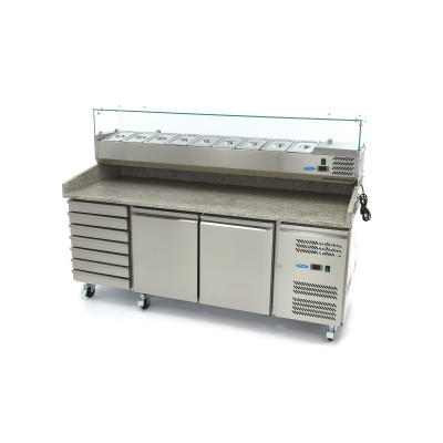 Maxima Lednice na přípravu pizzy - 202 cm - 2 dveře - 7 zásuvek |  09400210