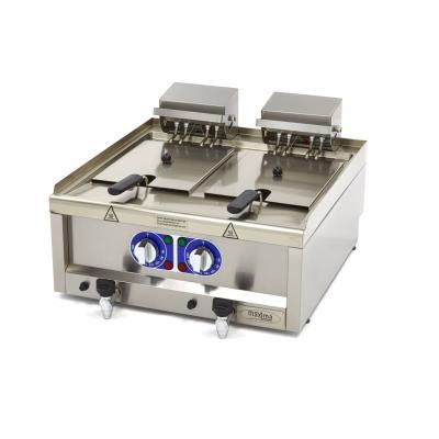 Fritéza - 2 x 10 l - 2 koše - s vypouštěcím kohoutem - 400 V | MAXIMA 09391650