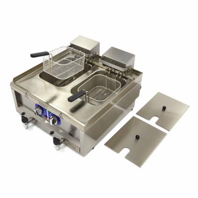 Fritéza - 2 x 10 l - 2 koše - s vypouštěcím kohoutem - 400 V | MAXIMA 09391650