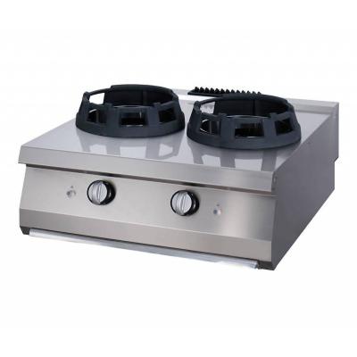 Vařič Wok pro vysoké zatížení - dvojitý - plynový - 2 x 28,5 cm varné kruhy - hloubka 70 cm | MAXIMA 09396006
