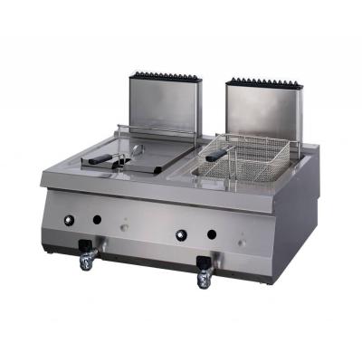 Fritéza pro vysoké zatížení - 2 x 12 l - plynová - dvojitá - s vypouštěcím kohoutem - hloubka 70 cm | MAXIMA 09395003